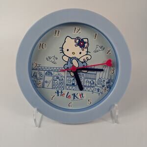 Sanrio Hello Kitty Wall Clock Working Vintage 2002 Baby Blue Angel 7.75" Heart
